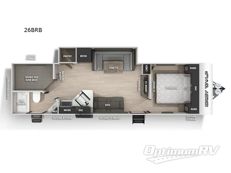 2022 Forest River Cherokee Grey Wolf 26BRB RV Floorplan Photo