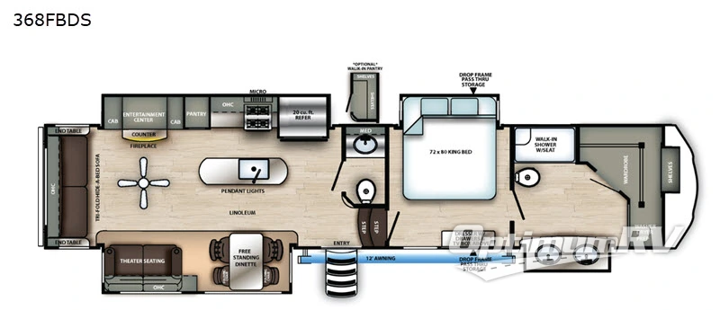 2020 Forest River Sandpiper 368FBDS RV Floorplan Photo