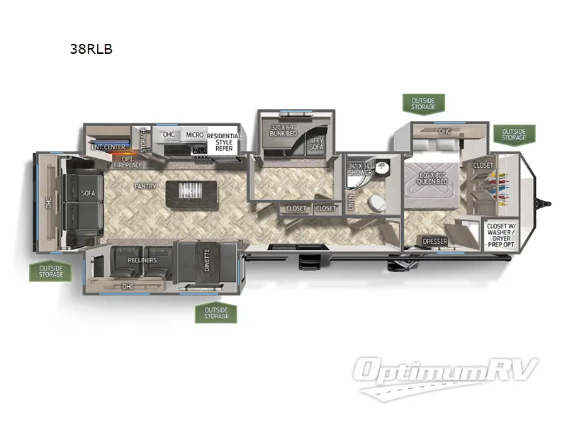 2023 Palomino Puma Destination 38RLB RV Floorplan Photo