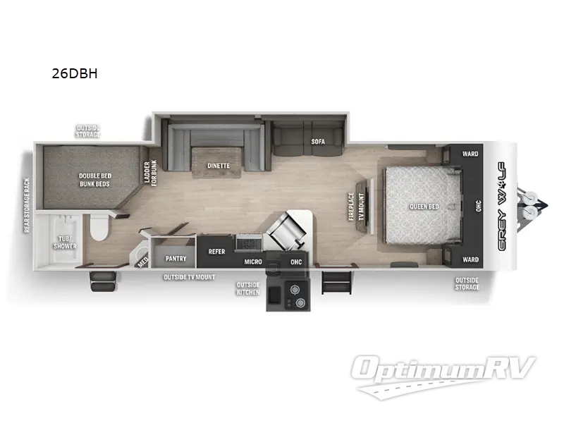 2022 Forest River Cherokee Grey Wolf 26DBH RV Floorplan Photo