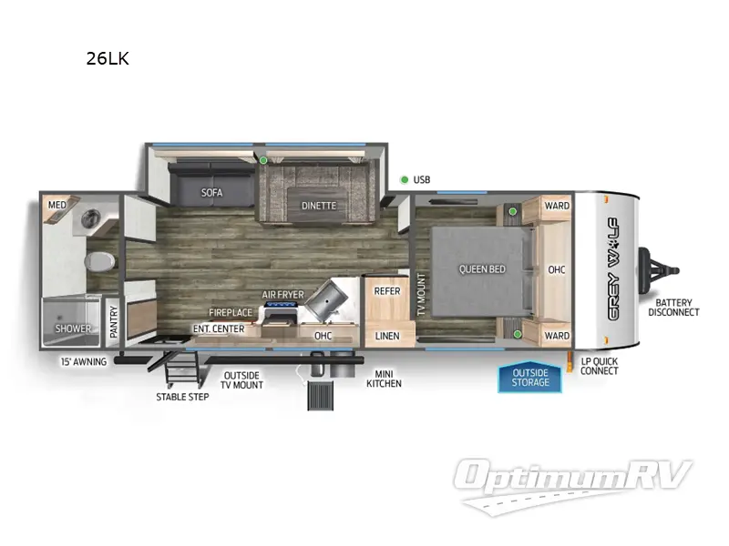 2025 Forest River Cherokee Grey Wolf 26LK RV Floorplan Photo