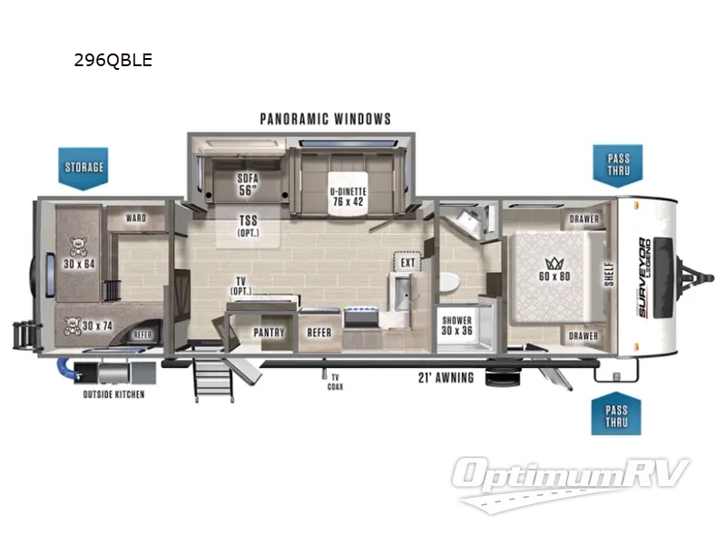 2022 Forest River Surveyor Legend 296QBLE RV Floorplan Photo