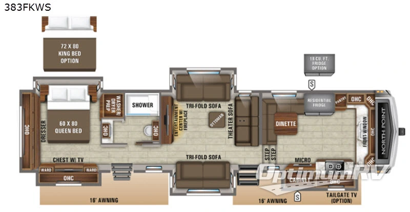 2020 Jayco North Point 383FKWS RV Floorplan Photo