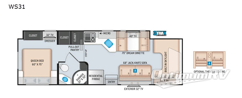 2020 Thor Quantum WS31 RV Floorplan Photo