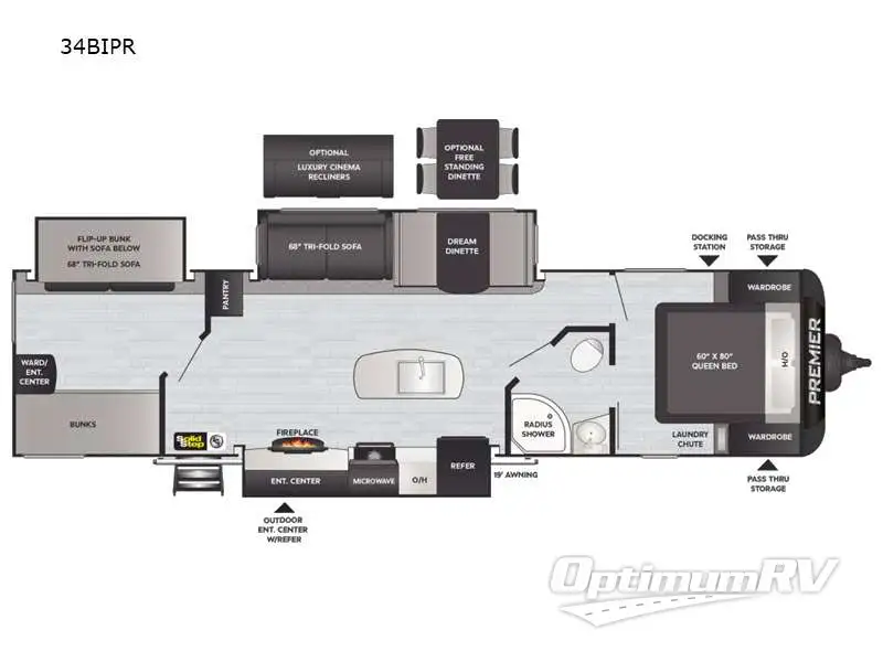 2021 Keystone Premier Ultra Lite 34BIPR RV Floorplan Photo