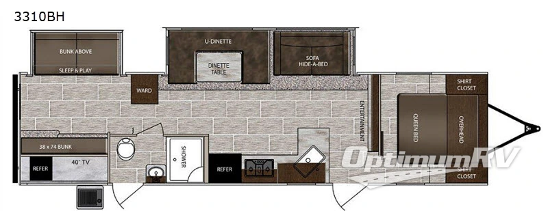 2019 Prime Time LaCrosse 3310BH RV Floorplan Photo