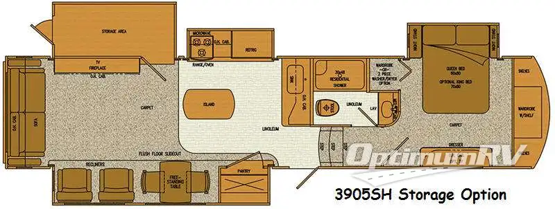 2015 Lifestyle Luxury RV Alfa Gold 3905SH  Storage Area Option RV Floorplan Photo