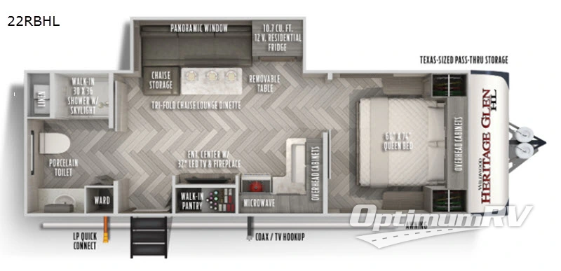 2020 Forest River Wildwood Heritage Glen Hyper-Lyte 22RBHL RV Floorplan Photo