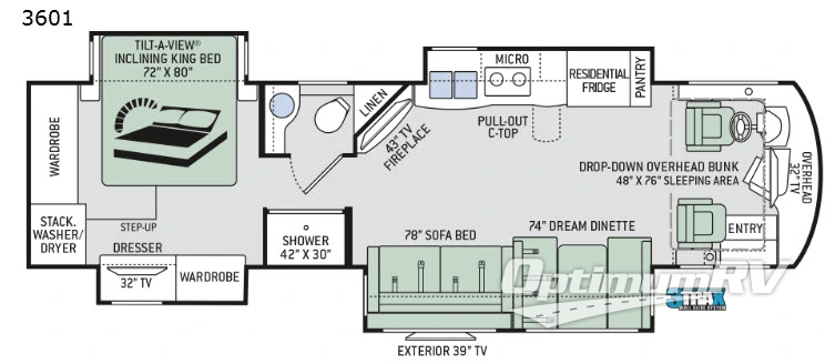 2019 Thor Aria 3601 RV Floorplan Photo