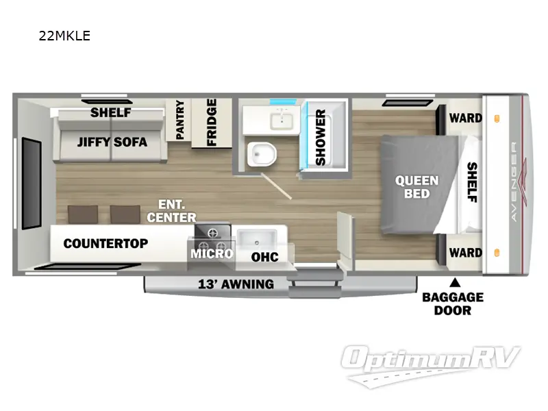 2025 Prime Time Avenger LE 22MKLE RV Floorplan Photo