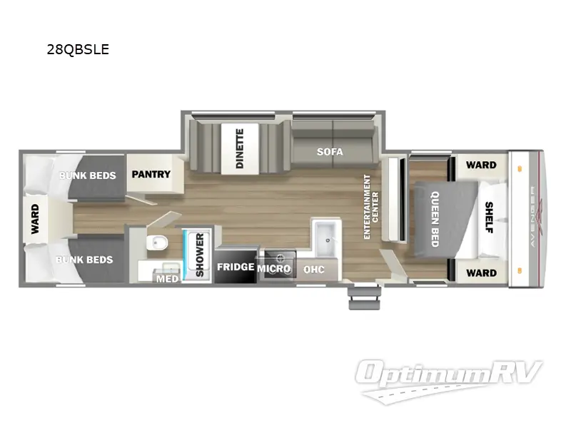 2025 Prime Time Avenger LE 28QBSLE RV Floorplan Photo