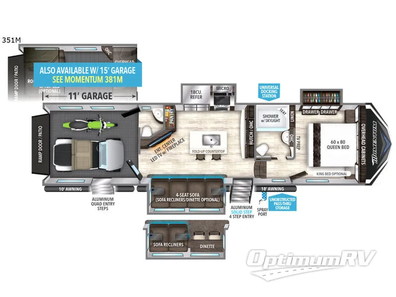 2019 Grand Design Momentum M-Class 351M RV Floorplan Photo