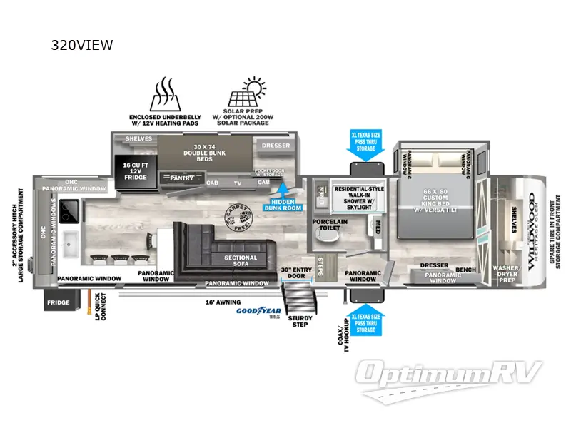 2024 Forest River Wildwood Heritage Glen 320VIEW RV Floorplan Photo