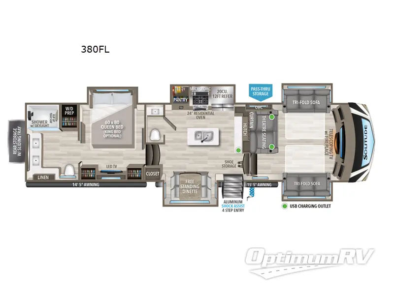 2024 Grand Design Solitude 380FL RV Floorplan Photo