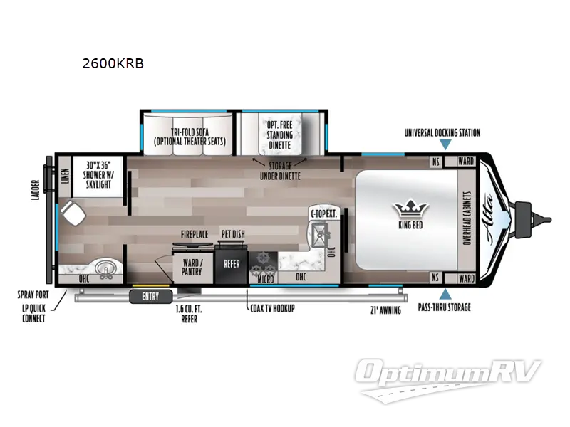 2022 East To West Alta 2600KRB RV Floorplan Photo