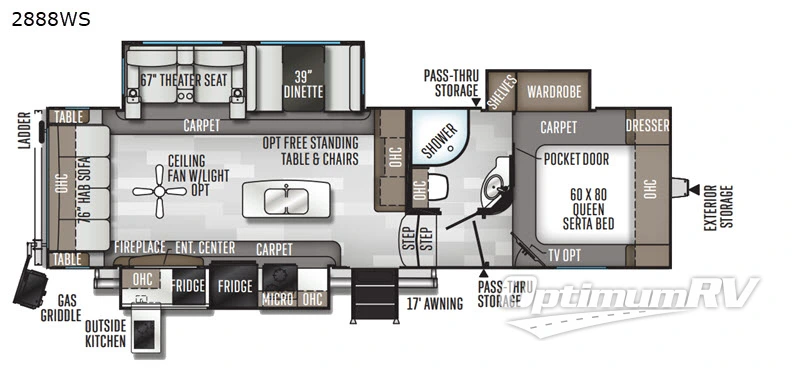 2020 Forest River Rockwood Ultra Lite 2888WS RV Floorplan Photo