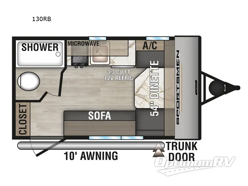 2026 KZ SPORTSMEN CLASSIC 130RB RV Floorplan Photo