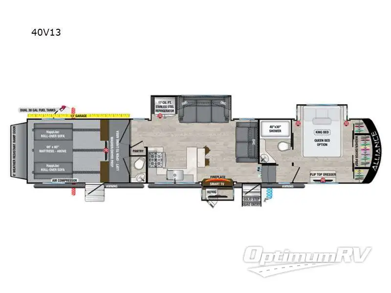 2021 Alliance Valor 40V13 RV Floorplan Photo