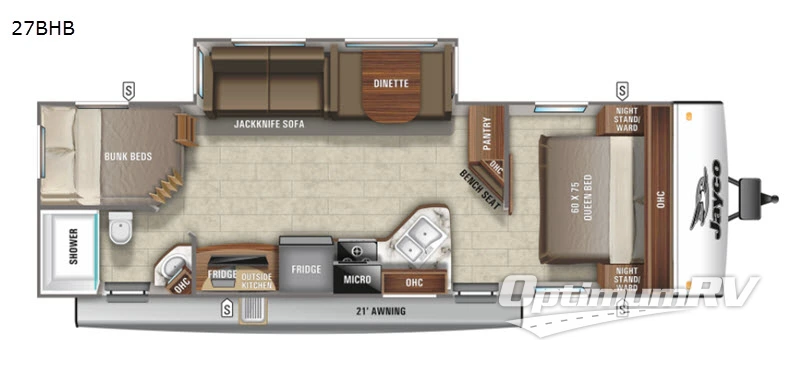 2021 Jayco Jay Feather 27BHB RV Floorplan Photo