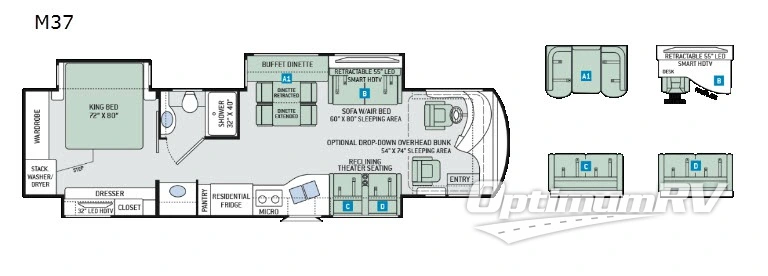 2017 Thor Venetian M37 RV Floorplan Photo