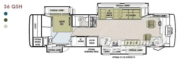 2009 Tiffin Phaeton 36 QSH RV Floorplan Photo