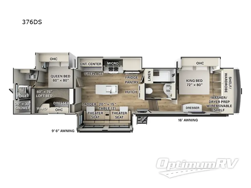 2024 Palomino Columbus 376DS RV Floorplan Photo