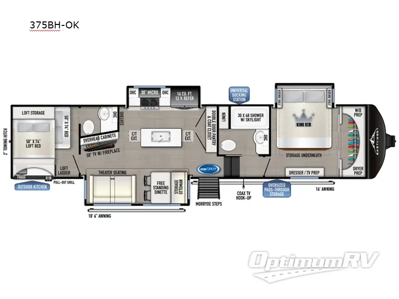 2024 East To West Tandara 375BH-OK RV Floorplan Photo