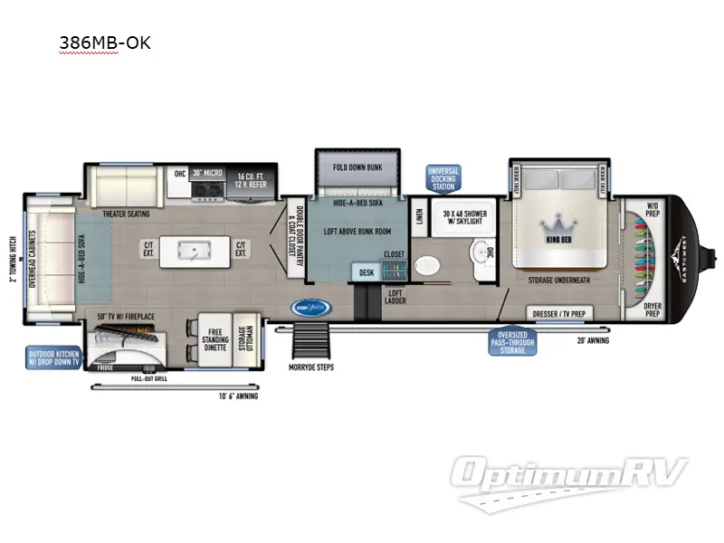 2024 East To West Tandara 386MB-OK RV Floorplan Photo