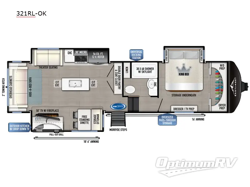 2024 East To West Tandara 321RL-OK RV Floorplan Photo