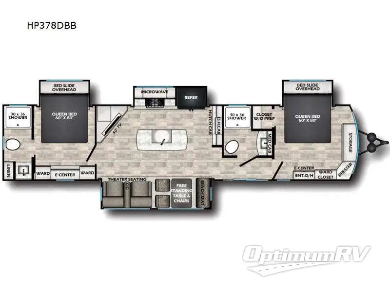 2024 CrossRoads Hampton HP378DBB RV Floorplan Photo