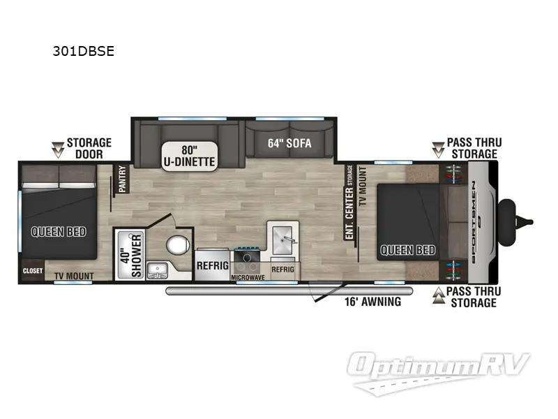 2024 KZ Sportsmen SE 301DBSE RV Floorplan Photo