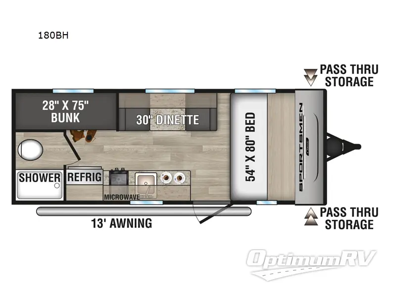 2024 KZ SPORTSMEN CLASSIC 180BH RV Floorplan Photo