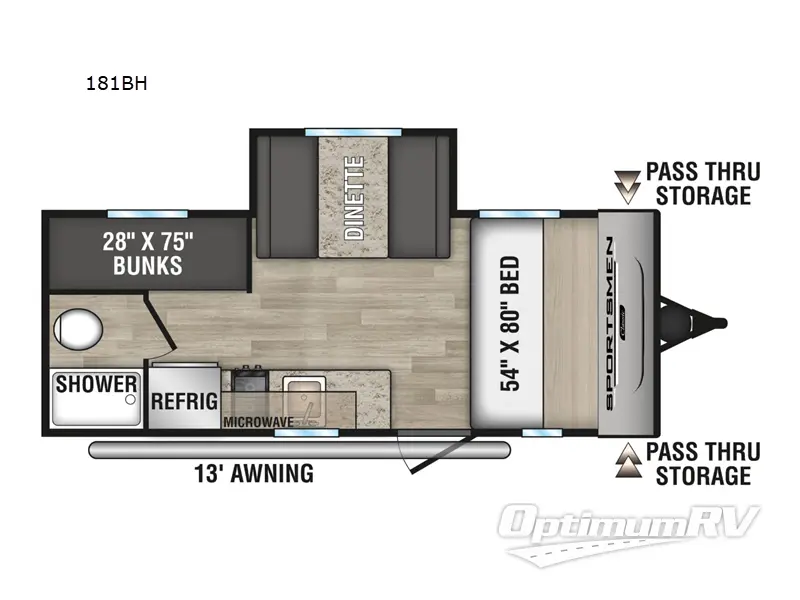 2024 KZ SPORTSMEN CLASSIC 181BH RV Floorplan Photo