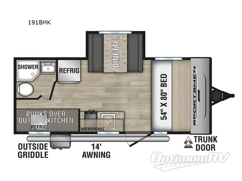 2024 KZ SPORTSMEN CLASSIC 191BHK RV Floorplan Photo