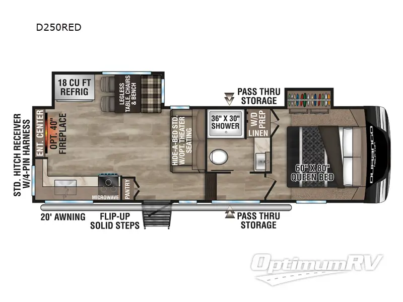 2024 KZ Durango Half-Ton D250RED RV Floorplan Photo