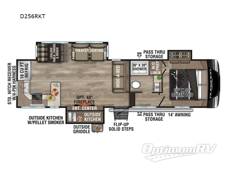 2024 KZ Durango Half-Ton D256RKT RV Floorplan Photo