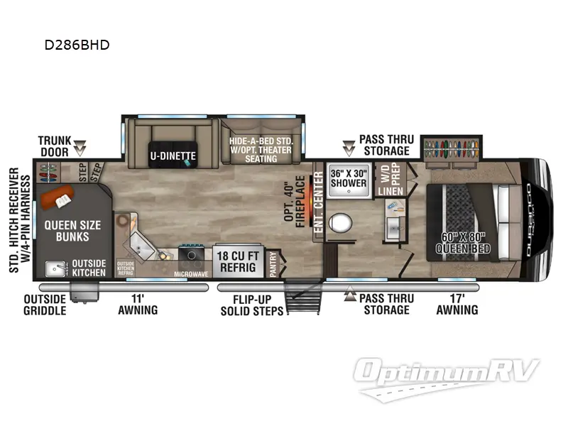 2024 KZ Durango Half-Ton D286BHD RV Floorplan Photo