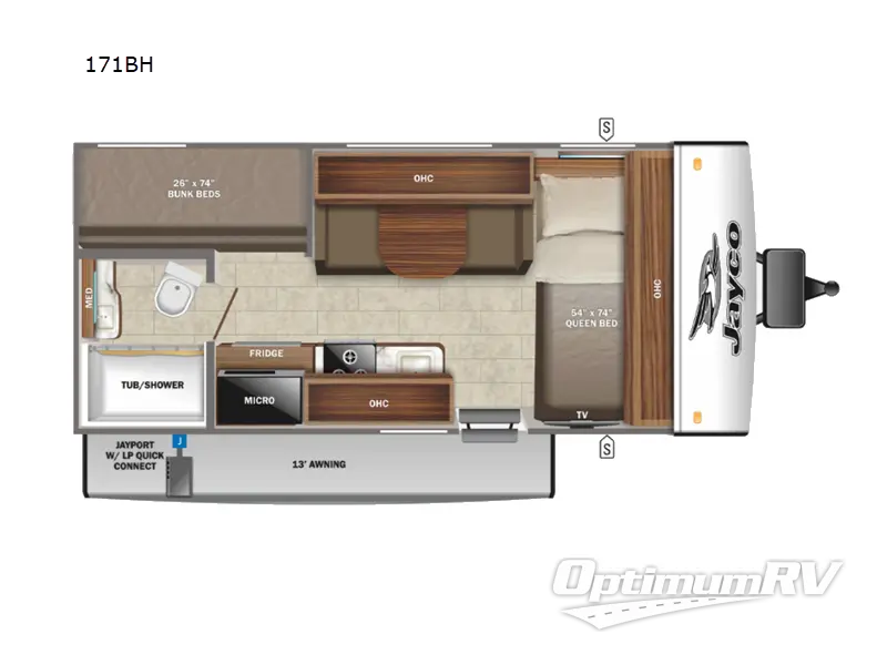 2022 Jayco Jay Feather Micro 171BH RV Floorplan Photo