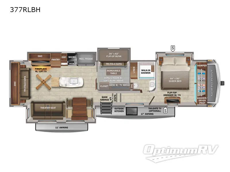 2022 Jayco North Point 377RLBH RV Floorplan Photo