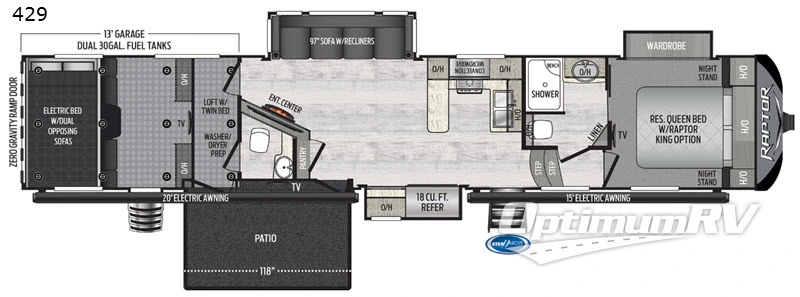 2020 Keystone Raptor 429 RV Floorplan Photo