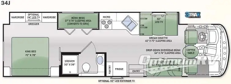 2015 Thor Hurricane 34J RV Floorplan Photo