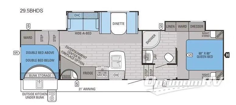 2016 Jayco Eagle HT 29.5BHDS RV Floorplan Photo