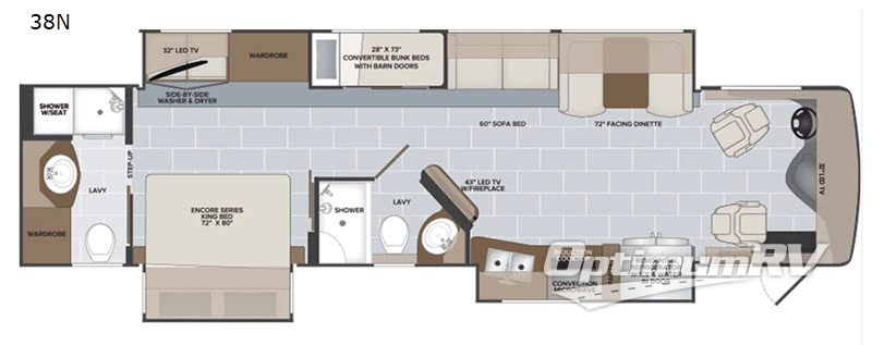 2020 Holiday Rambler Endeavor 38N RV Floorplan Photo