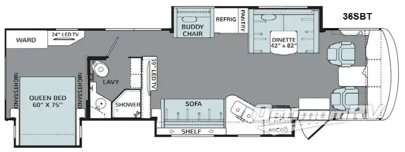 2015 Holiday Rambler Vacationer 36SBT RV Floorplan Photo
