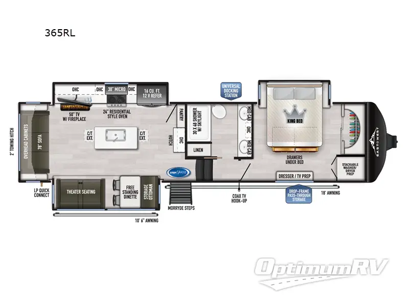 2024 East To West Ahara 365RL Floorplan Photo