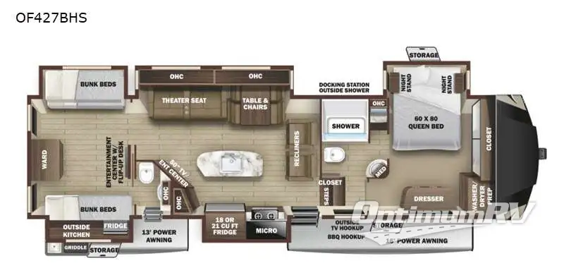 2021 Highland Ridge Open Range OF427BHS RV Floorplan Photo