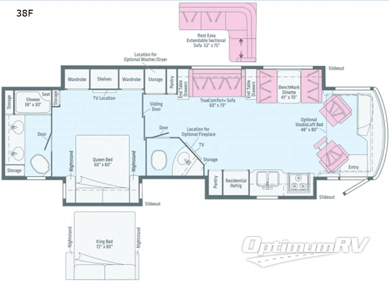2019 Winnebago Forza 38F RV Floorplan Photo