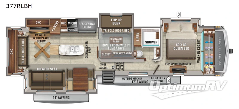 2021 Jayco North Point 377RLBH Floorplan Photo