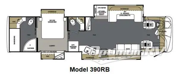 2012 Forest River Berkshire 390RB Floorplan Photo