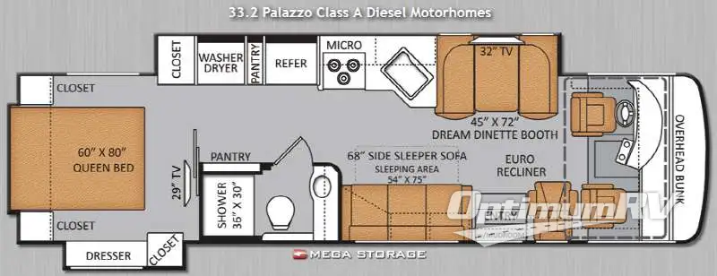 2014 Thor Palazzo 33 2 RV Floorplan Photo